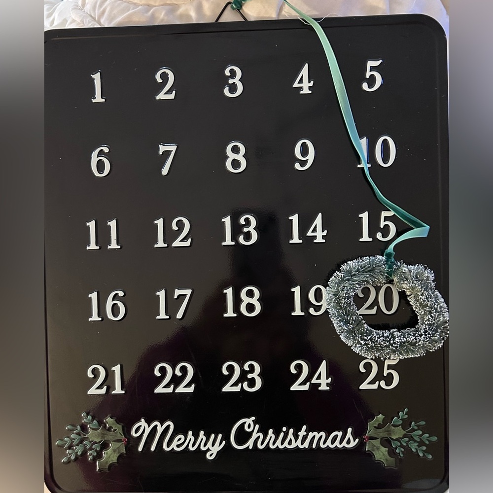 Black Christmas Countdown metal Calendar 12” x 14”